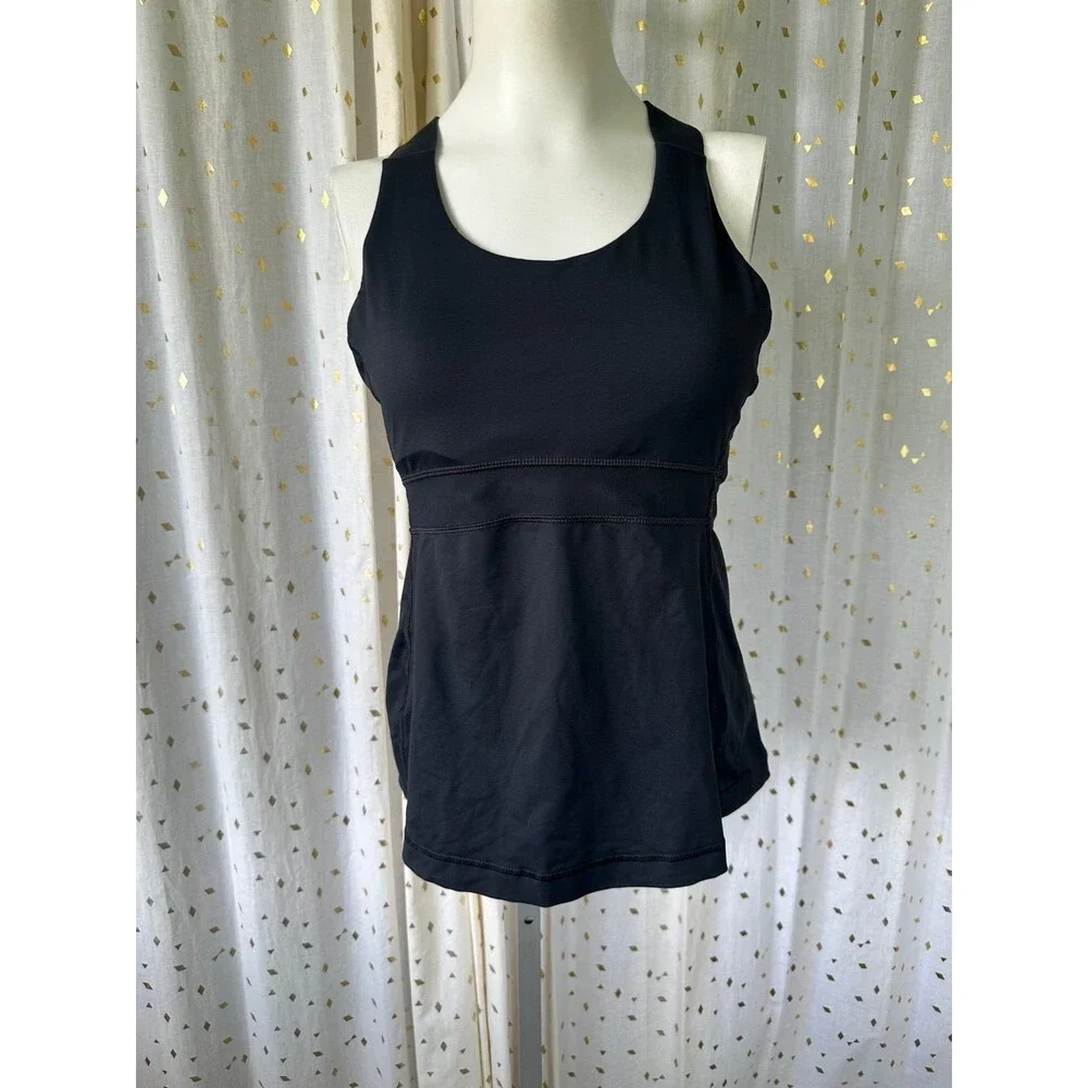 Lululemon Women's Black Athleisure Built In Bra Criss Cross Swift Tank 4